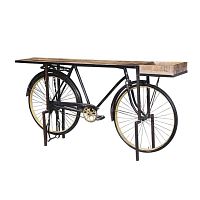 Vintage sideboard table BICYCLE woodenmetal basewith storage compartment