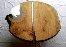 Contemporary coffee table LUNAcherrywoodresinmetal base