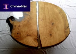 Contemporary coffee table LUNAcherrywoodresinmetal base