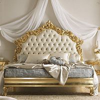Double bed VERDItraditionalwith upholstered headboardlacquered wood