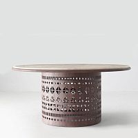 Contemporary table DOGON T marbleplywood baseround