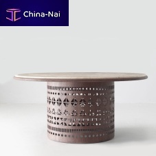 Contemporary table DOGON T marbleplywood baseround
