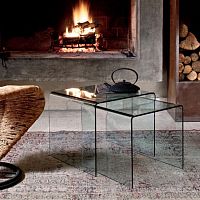 Contemporary nesting tables IGLOOcurved glassrectangularhome