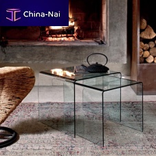 Contemporary nesting tables IGLOOcurved glassrectangularhome