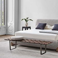 Contemporary bed bench BELTmetalwalnutfabric