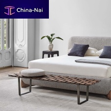 Contemporary bed bench BELTmetalwalnutfabric