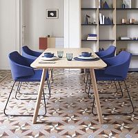 Contemporary dining table Layerswoodenoak basesolid wood base