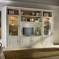 Contemporary TV wall unit R13lacquered woodmodularwith built-in light