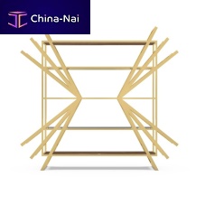 Free-standing bookcase KozmuscontemporaryAmerican walnutpolished brass