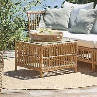 Contemporary side table Carolineglassaluminum baserattan base