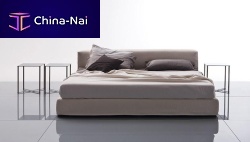 Double bed GORDONcontemporarywith side tableupholstered