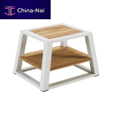 Contemporary side table YORKteakaluminum baserectangular