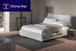 Double bed DENIMcontemporaryupholsteredwith headboard