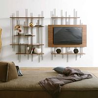 Wall-mounted shelving system Bamboucontemporarymetalwooden