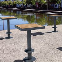 Contemporary high bar table SENTIOwoodensteelsteel base