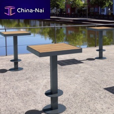 Contemporary high bar table SENTIOwoodensteelsteel base