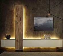 Contemporary living room wall unit GENTIS lacquered woodoakfor TV