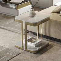 Contemporary side table Kyara XLUXwoodenmetal basesquare