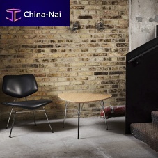Organic design side table VL1310wood veneerlinoleumlacquered metal steel base