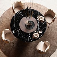 Contemporary dining table MARILYN marblewooden baseround