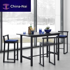Contemporary high bar table PARTYoakpolished stainless steel baserectangular