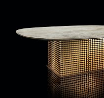 Contemporary table PENNYmarblebrasssteel