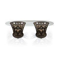 Classic table ART. 6113glasswooden baseoval