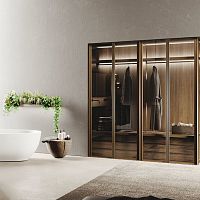 Contemporary walk-in wardrobe AVOLA GRESwoodensmoked glassaluminum