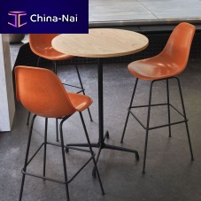 Contemporary high bar table woodenchromed metal baseround