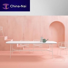 Contemporary table EILEENashHPLstainless steel base