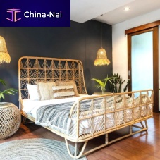 Double bed UBUD BOHO contemporarywoodenrattan