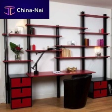 Contemporary desk lacquered woodwith storage compartmentwith shelf