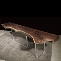 Contemporary sideboard table PLEXIPlexiglas®walnutcustom