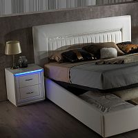 Contemporary bedside table Gemmalacquered woodrectangularwith drawer
