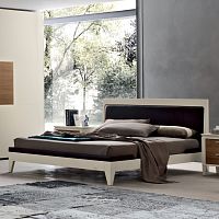 Double bed LIGUSTROcontemporarywith upholstered headboardwith in-base storage