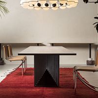 Contemporary table MAESTROin wood fiberwalnut baseash base