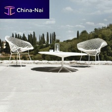 Contemporary coffee table PETAL®teakpolyurethanecast aluminum base