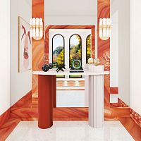 Contemporary sideboard table BRECASmarblelacquered wood baseoval