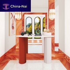 Contemporary sideboard table BRECASmarblelacquered wood baseoval