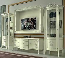 Classic TV wall unit ARABESQUEsolid woodglass