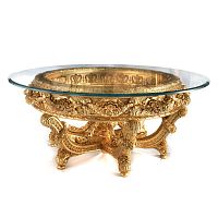 Classic table F182glasswooden baseround