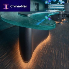 Contemporary table glassmetal basewooden base