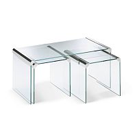Contemporary nesting tables T35 TRIOtempered glassbrass baserectangular