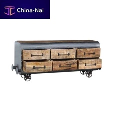Vintage chest of drawers LOCOMOTIVE woodenmetalrectangular