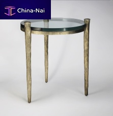 Traditional side table OFFRANDE glasssteelpainted metal