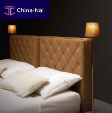 Double bed PRINCEcontemporaryupholsteredwith built-in light