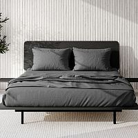 Double bed daminimalist designwith headboardwith integrated bedside table