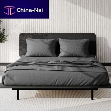 Double bed daminimalist designwith headboardwith integrated bedside table