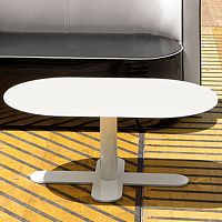 Contemporary coffee table glasslacquered glassoval