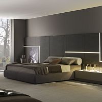 Double bed GHIROLETTOcontemporaryupholsteredwith headboard
